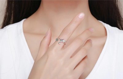 Пръстен от масивно сребро 925 с цирконии - Колибри