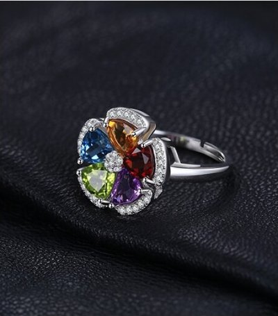 Пръстен от масивно сребро  925 с естествени камъни - Близост