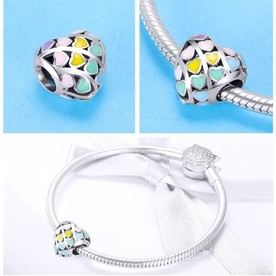 Сребърен талисман с печат 925 "Цветовете на сърцето"