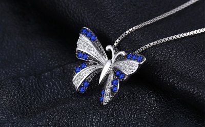Колие с медальон от масивно сребро 925 с шпинели - Пеперуда