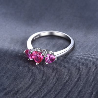 Колие с медальон и обеци от масивно сребро 925 с розови сапфири - Самодива
