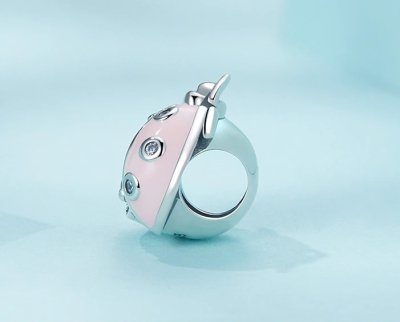 Сребърен талисман с печат 925 - Пъстра калинка