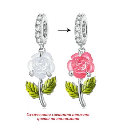 Сребърен талисман  с печат 925 -  Цветна градина