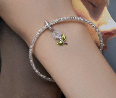 Сребърен талисман  с печат 925 -  Цветна градина