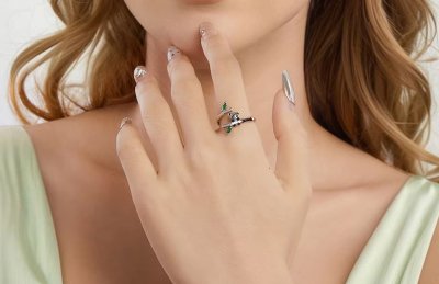 Детски пръстен от сребро с печат 925 - Гората на пандите 