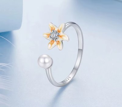 Детски пръстен от масивно сребро 925 с естествена перла -  Нежност