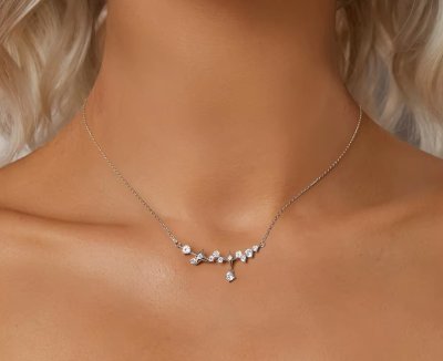 Колие от масивно сребро 925 с цирконии - Моите звезди