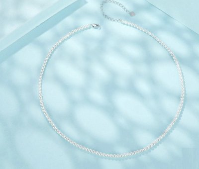 Колие от масивно сребро 925 с естествени перли - Перлени блянове 