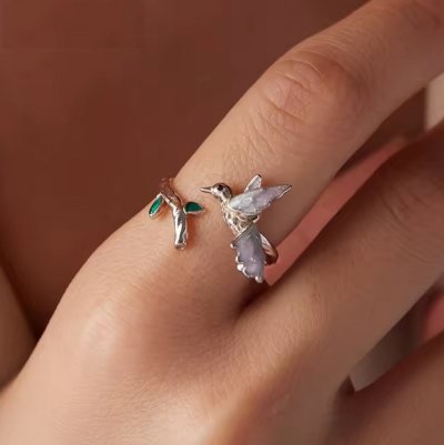Детски пръстен от сребро с печат 925 - Гората на птиците