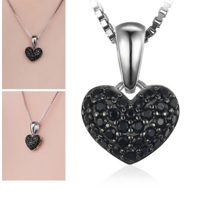 Колие с медальон от масивно сребро с естествен шпинели "Блясъкът на нощта"  