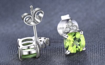 Обеци от масивно сребро с перидот "Вълшебство" 2