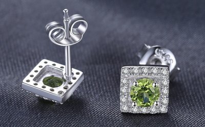 Обеци от масивно сребро 925 с перидот "Природа" 